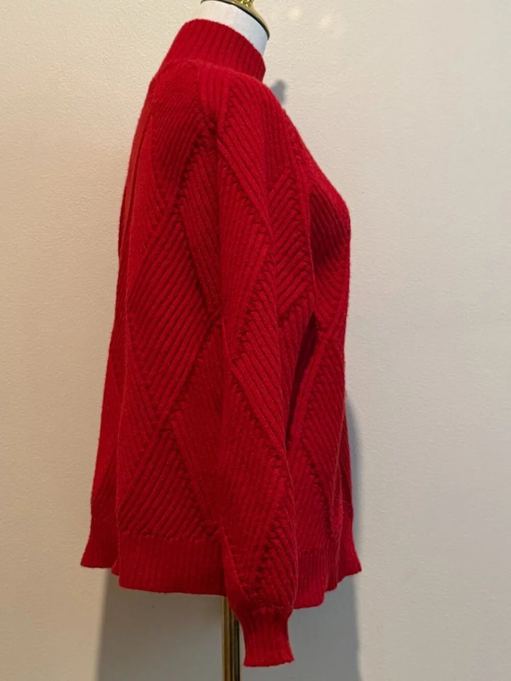 Elodie Red Cable Knit Turtleneck Sweater Small - Picture 3 of 8